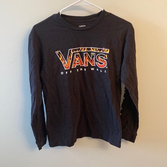 Vans Off the Wall Kids XL (or petite adult) Long Sleeves Black T-shirt - Picture 1 of 5